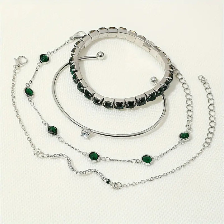 Green Gemstone Bracelet Set