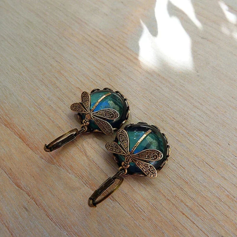 Antique Gold Dragonfly Earrings
