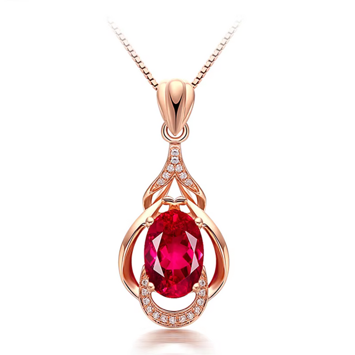 Exquisite Red Crystal Gold Necklace